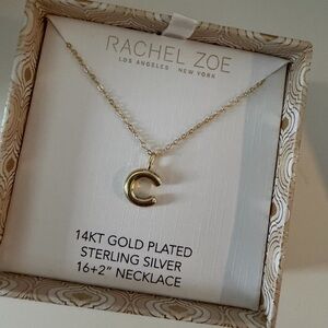 C Initial 14KT Gold Plated Charm Necklace